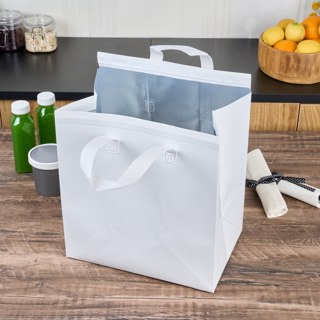 Bag Tek White Insulated Take Out Bag - Tamper-Evident - 11 3/4" x 7 3/4" x 12 1/2" - 100 count box