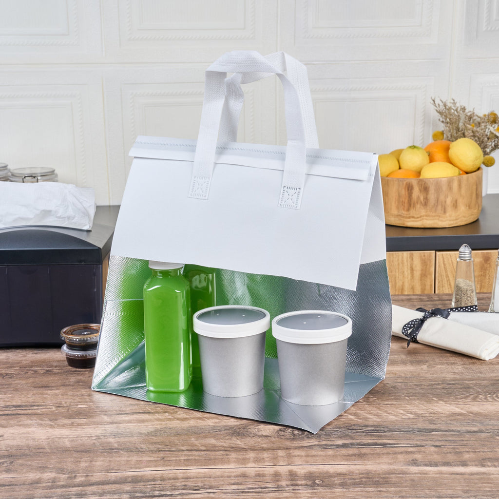 Bag Tek White Insulated Take Out Bag - Tamper-Evident - 11 3/4" x 7 3/4" x 12 1/2" - 100 count box