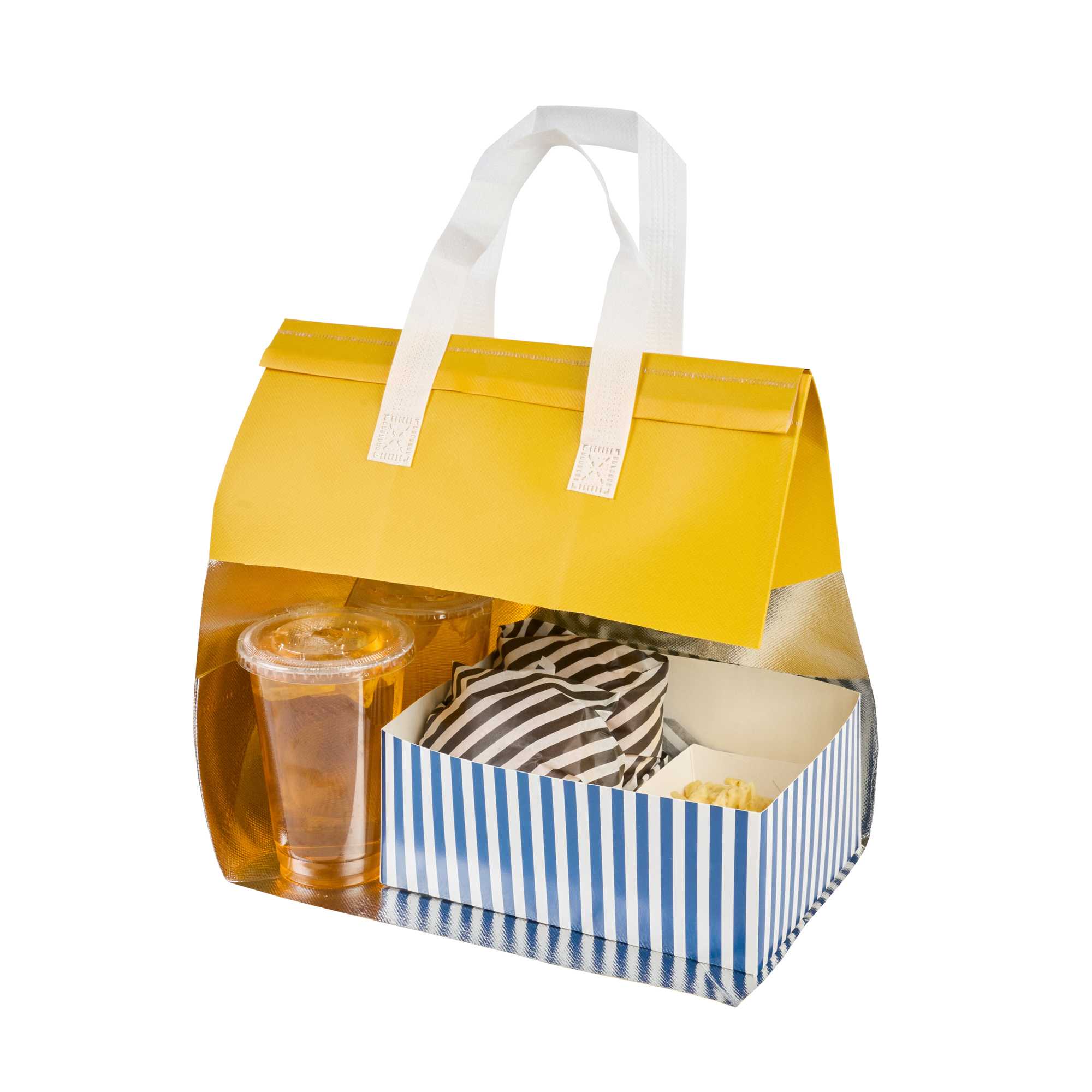 Bag Tek Yellow Insulated Take Out Bag - Tamper-Evident - 11 3/4" x 7 3/4" x 12 1/2" - 25 count box