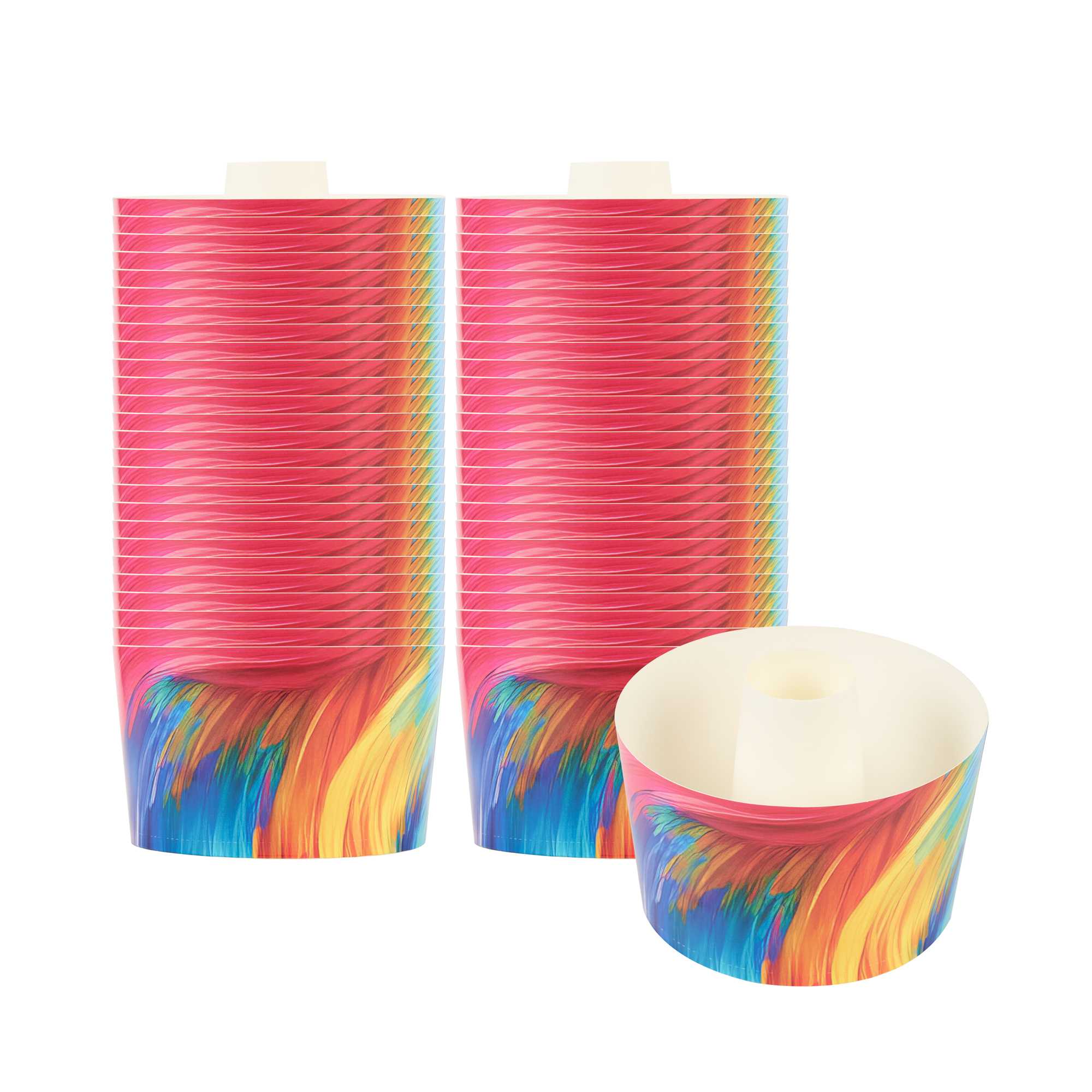 Panificio 53 oz Paper Angel Food Tube Pan - Colorful Abstract Waves, Greaseproof - 5 3/4" x 5 3/4" x 3 3/4" - 400 count box