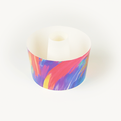 Panificio 53 oz Paper Angel Food Tube Pan - Colorful Abstract Waves, Greaseproof - 5 3/4" x 5 3/4" x 3 3/4" - 400 count box