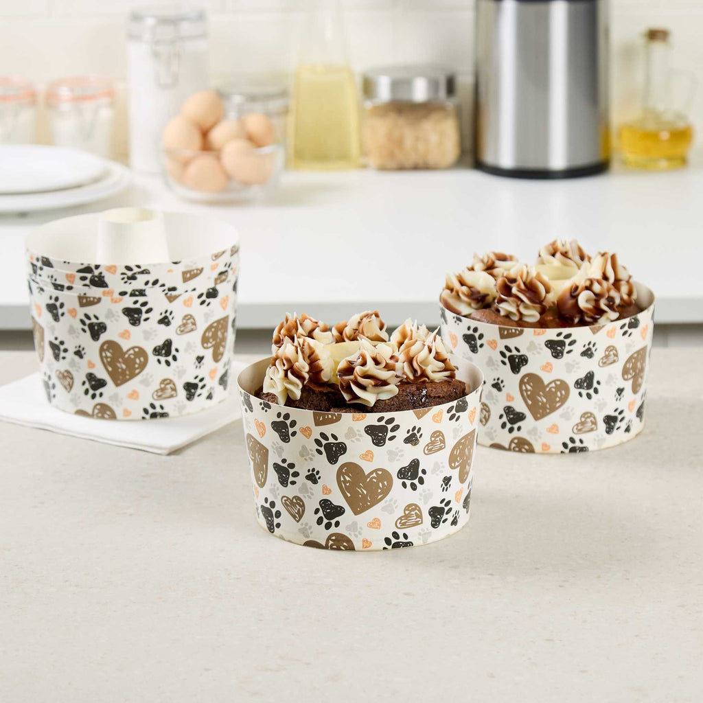 Panificio 53 oz Paper Angel Food Tube Pan - Paw Print, Greaseproof - 5 3/4" x 5 3/4" x 3 3/4" - 100 count box