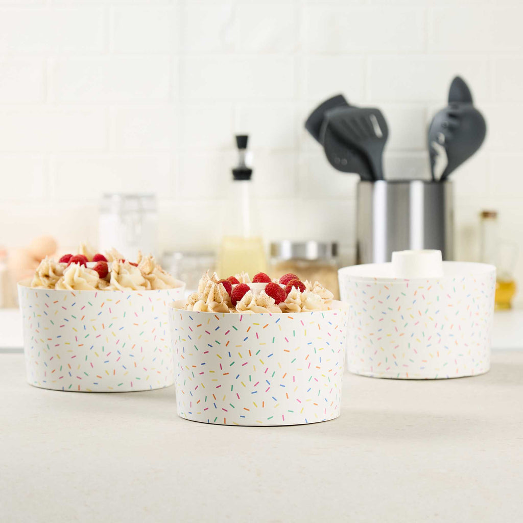 Panificio 53 oz Paper Angel Food Tube Pan - Colorful Confetti, Greaseproof - 5 3/4" x 5 3/4" x 3 3/4" - 100 count box