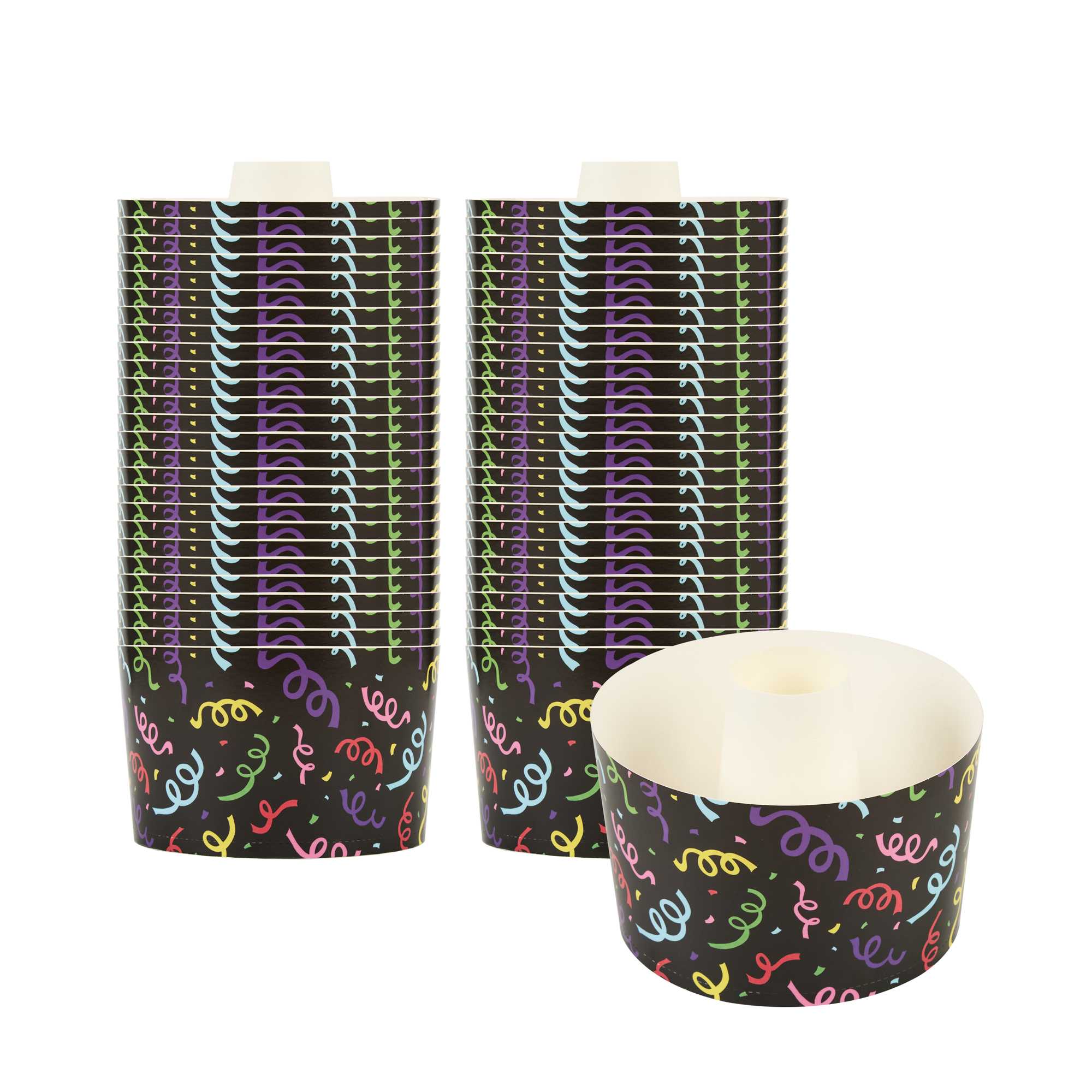 Panificio 53 oz Paper Angel Food Tube Pan - Colorful Streamers, Greaseproof - 5 3/4" x 5 3/4" x 3 3/4" - 400 count box