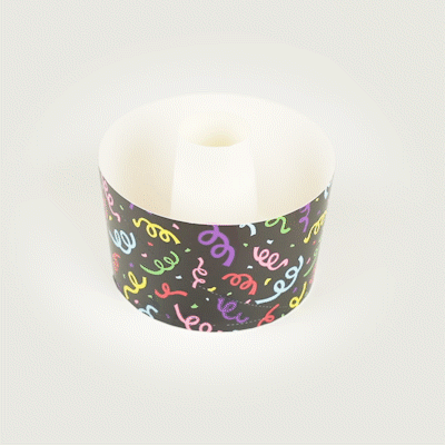 Panificio 53 oz Paper Angel Food Tube Pan - Colorful Streamers, Greaseproof - 5 3/4" x 5 3/4" x 3 3/4" - 400 count box