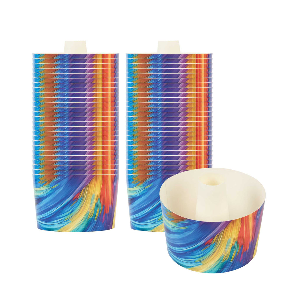 Panificio 38 oz Paper Angel Food Tube Pan - Colorful Abstract Waves, Greaseproof - 5" x 5" x 3 3/4" - 100 count box