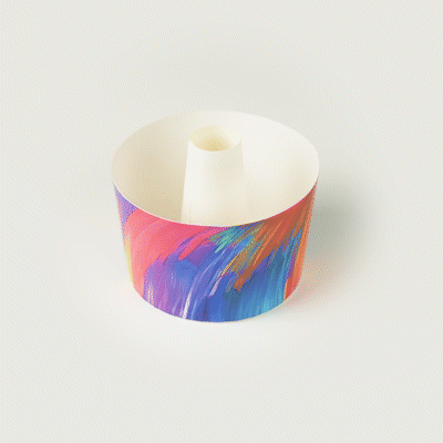 Panificio 38 oz Paper Angel Food Tube Pan - Colorful Abstract Waves, Greaseproof - 5" x 5" x 3 3/4" - 600 count box