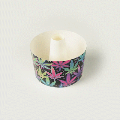 Panificio 38 oz Paper Angel Food Tube Pan - Trippy Leaf Print, Greaseproof - 5" x 5" x 3 3/4" - 600 count box