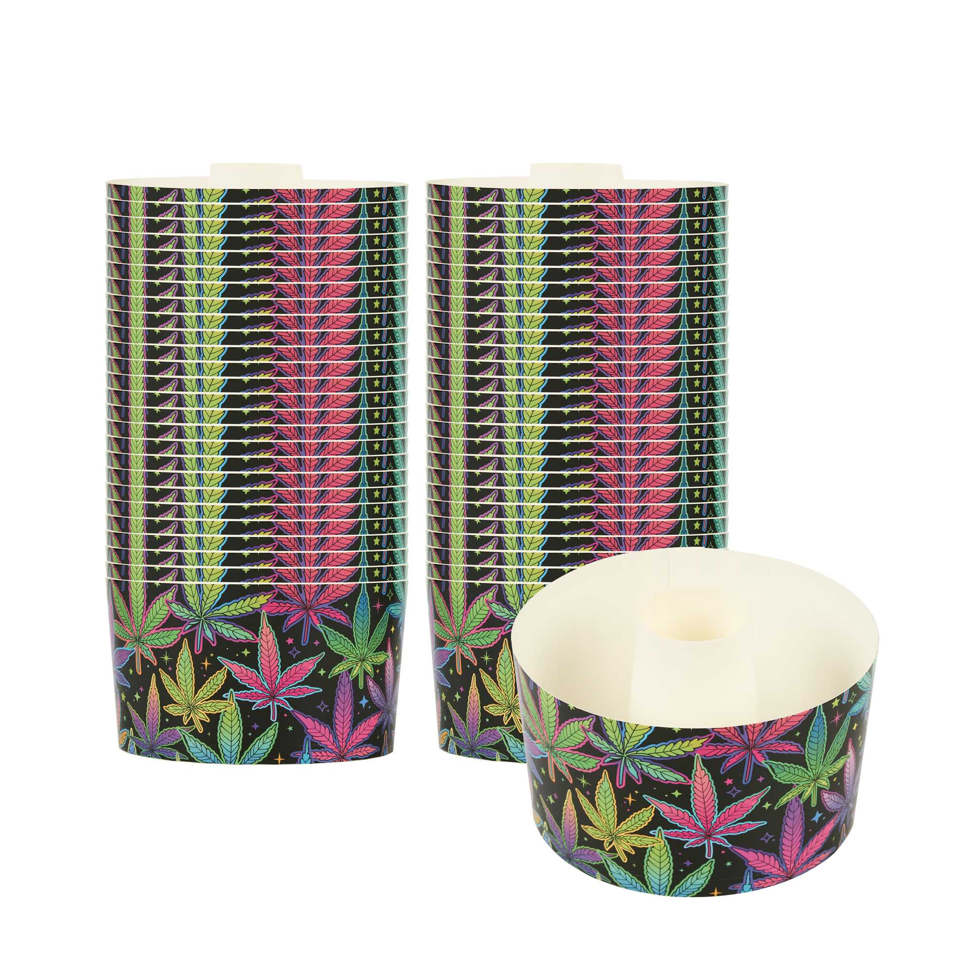 Panificio 22 oz Paper Angel Food Tube Pan - Trippy Leaf Print, Greaseproof - 4 1/2" x 4 1/2" x 2 3/4" - 100 count box