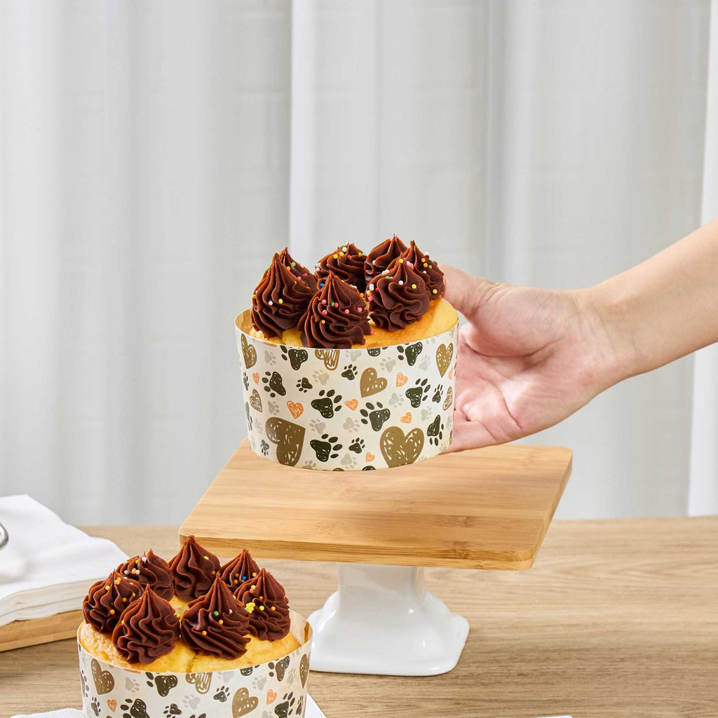 Panificio 22 oz Paper Angel Food Tube Pan - Paw Print, Greaseproof - 4 1/2" x 4 1/2" x 2 3/4" - 100 count box