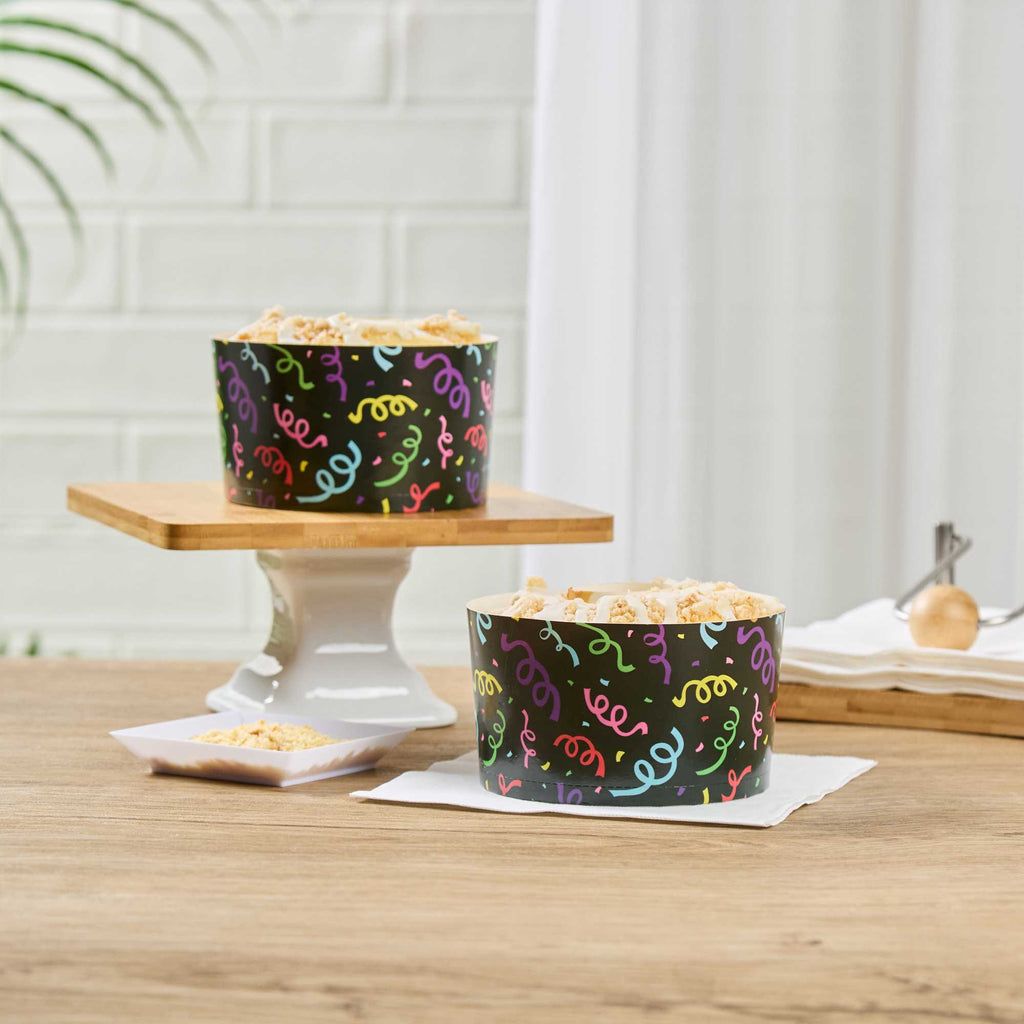 Panificio 22 oz Paper Angel Food Tube Pan - Colorful Streamers, Greaseproof - 4 1/2" x 4 1/2" x 2 3/4" - 100 count box