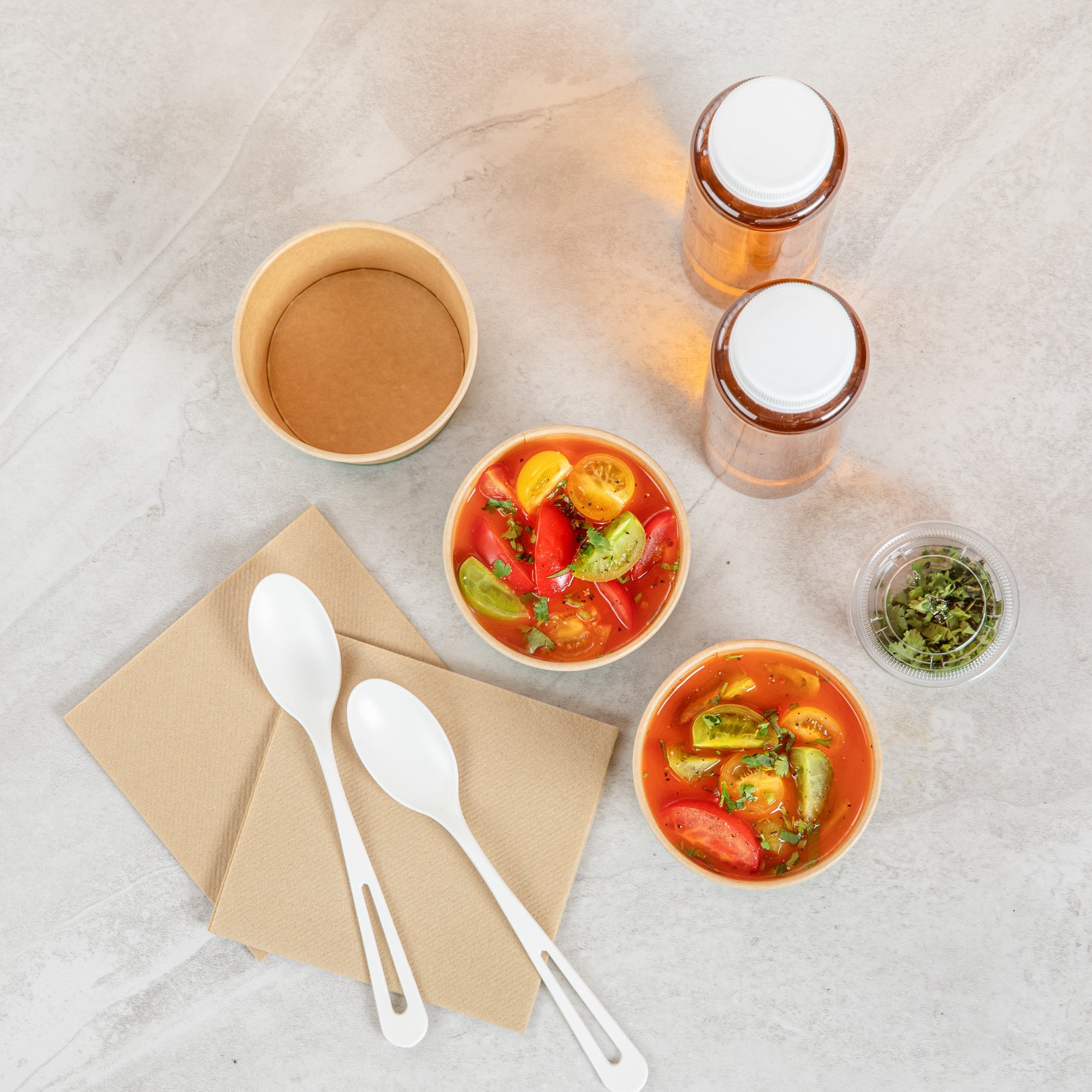 Sustain 8 oz Round Kraft Paper Soup Container - Compostable - 3 1/2" x 3 1/2" x 2 1/2" - 25 count box
