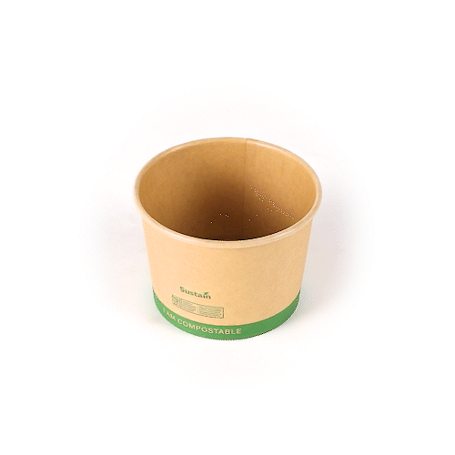 Sustain 16 oz Round Kraft Paper Soup Container - Compostable - 4 1/2" x 4 1/2" x 3 1/4" - 200 count box