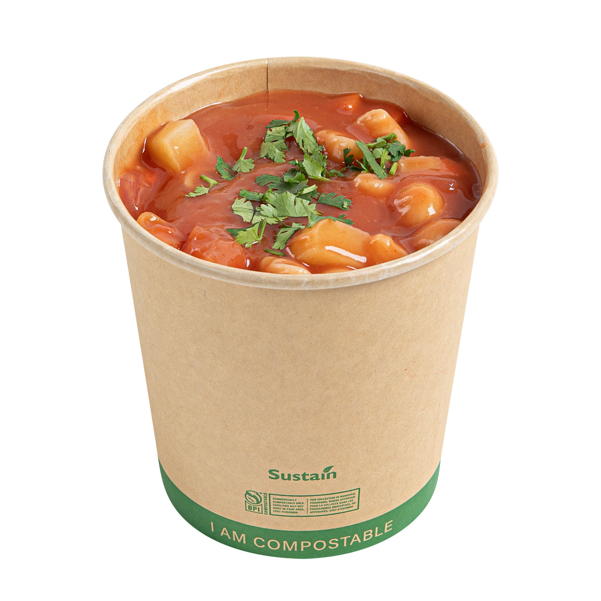 Sustain 24 oz Round Kraft Paper Soup Container - Compostable - 4 1/2" x 4 1/2" x 4 1/2" - 25 count box