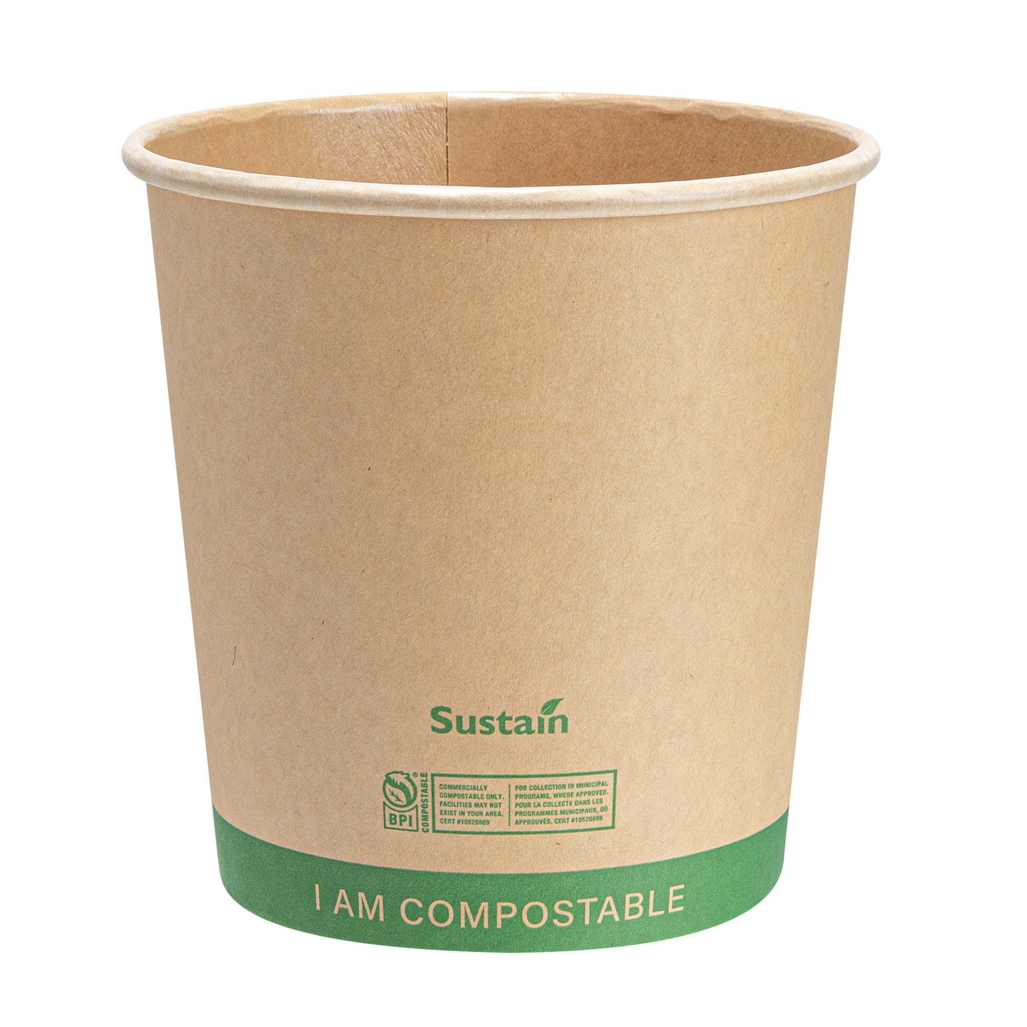 Sustain 24 oz Round Kraft Paper Soup Container - Compostable - 4 1/2" x 4 1/2" x 4 1/2" - 25 count box