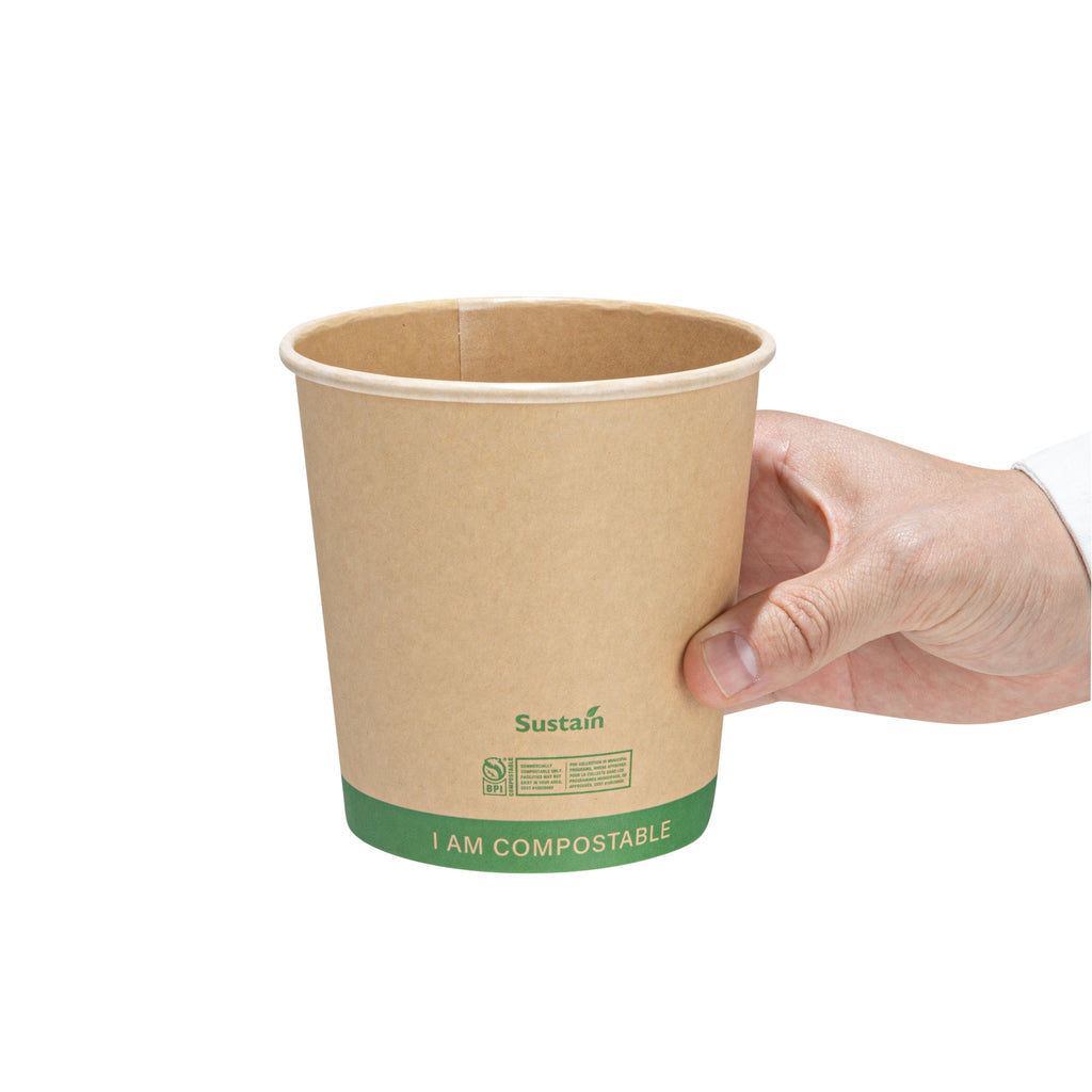 Sustain 24 oz Round Kraft Paper Soup Container - Compostable - 4 1/2" x 4 1/2" x 4 1/2" - 200 count box