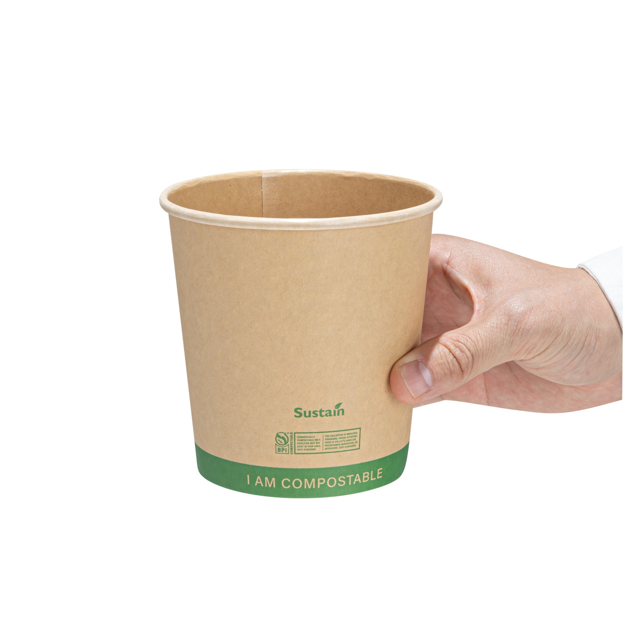 Sustain 24 oz Round Kraft Paper Soup Container - Compostable - 4 1/2" x 4 1/2" x 4 1/2" - 200 count box