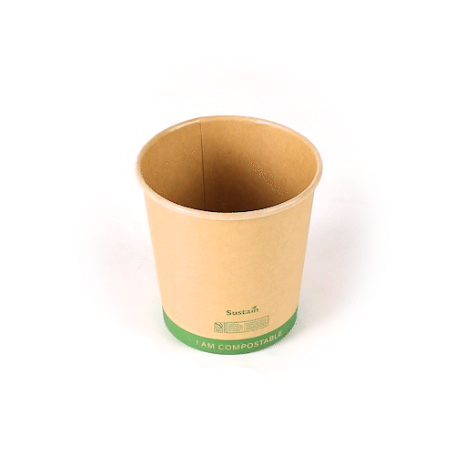 Sustain 24 oz Round Kraft Paper Soup Container - Compostable - 4 1/2" x 4 1/2" x 4 1/2" - 200 count box
