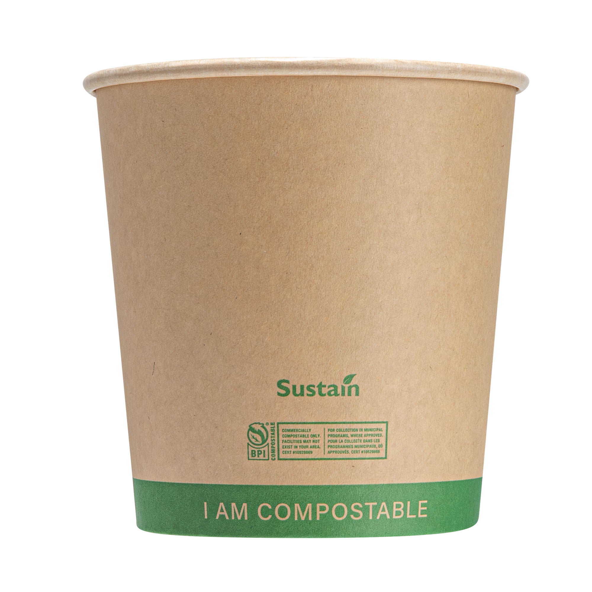 Sustain 24 oz Round Kraft Paper Soup Container - Compostable - 4 1/2" x 4 1/2" x 4 1/2" - 200 count box