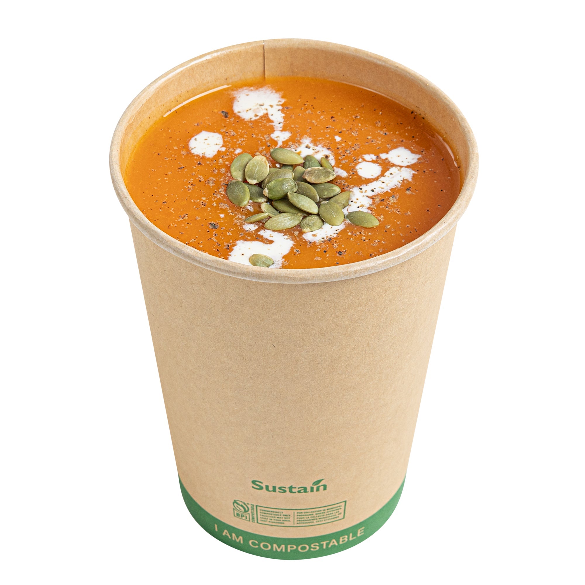 Sustain 32 oz Round Kraft Paper Soup Container - Compostable - 4 1/2" x 4 1/2" x 5 3/4" - 25 count box