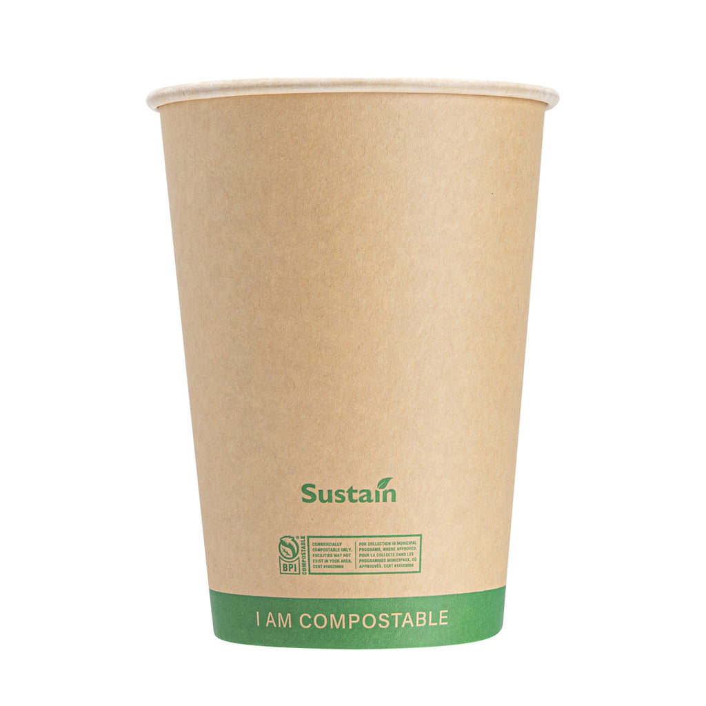 Sustain 32 oz Round Kraft Paper Soup Container - Compostable - 4 1/2" x 4 1/2" x 5 3/4" - 25 count box