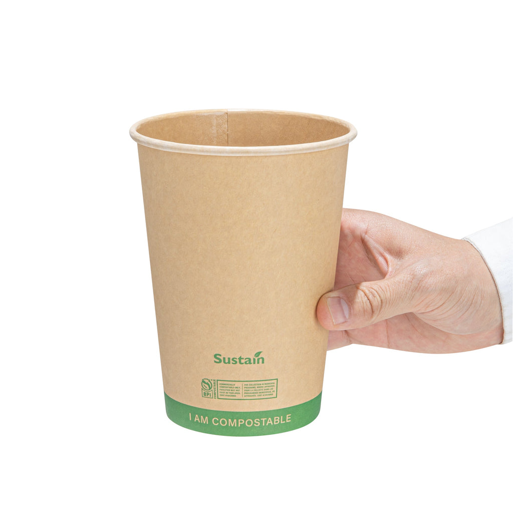Sustain 32 oz Round Kraft Paper Soup Container - Compostable - 4 1/2" x 4 1/2" x 5 3/4" - 200 count box