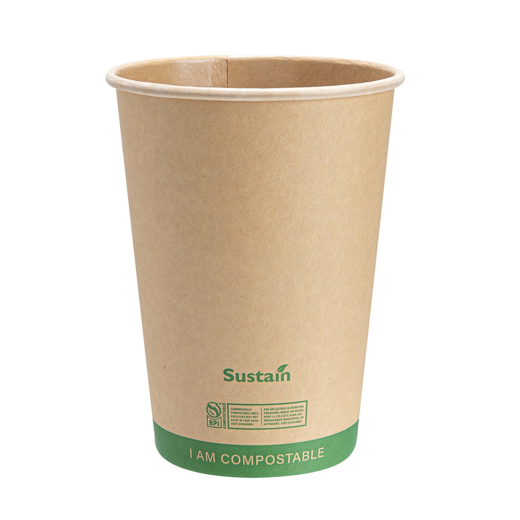 Sustain 32 oz Round Kraft Paper Soup Container - Compostable - 4 1/2" x 4 1/2" x 5 3/4" - 200 count box
