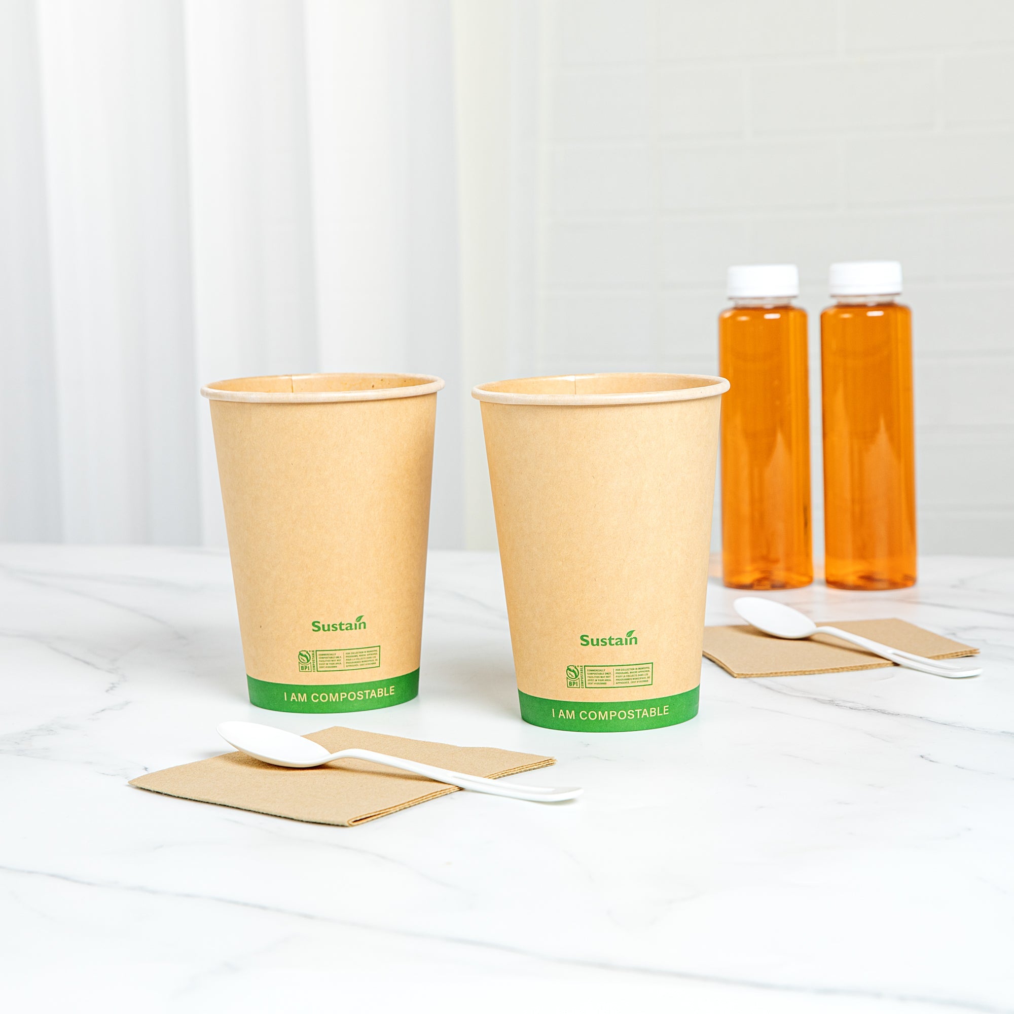 Sustain 32 oz Round Kraft Paper Soup Container - Compostable - 4 1/2" x 4 1/2" x 5 3/4" - 200 count box