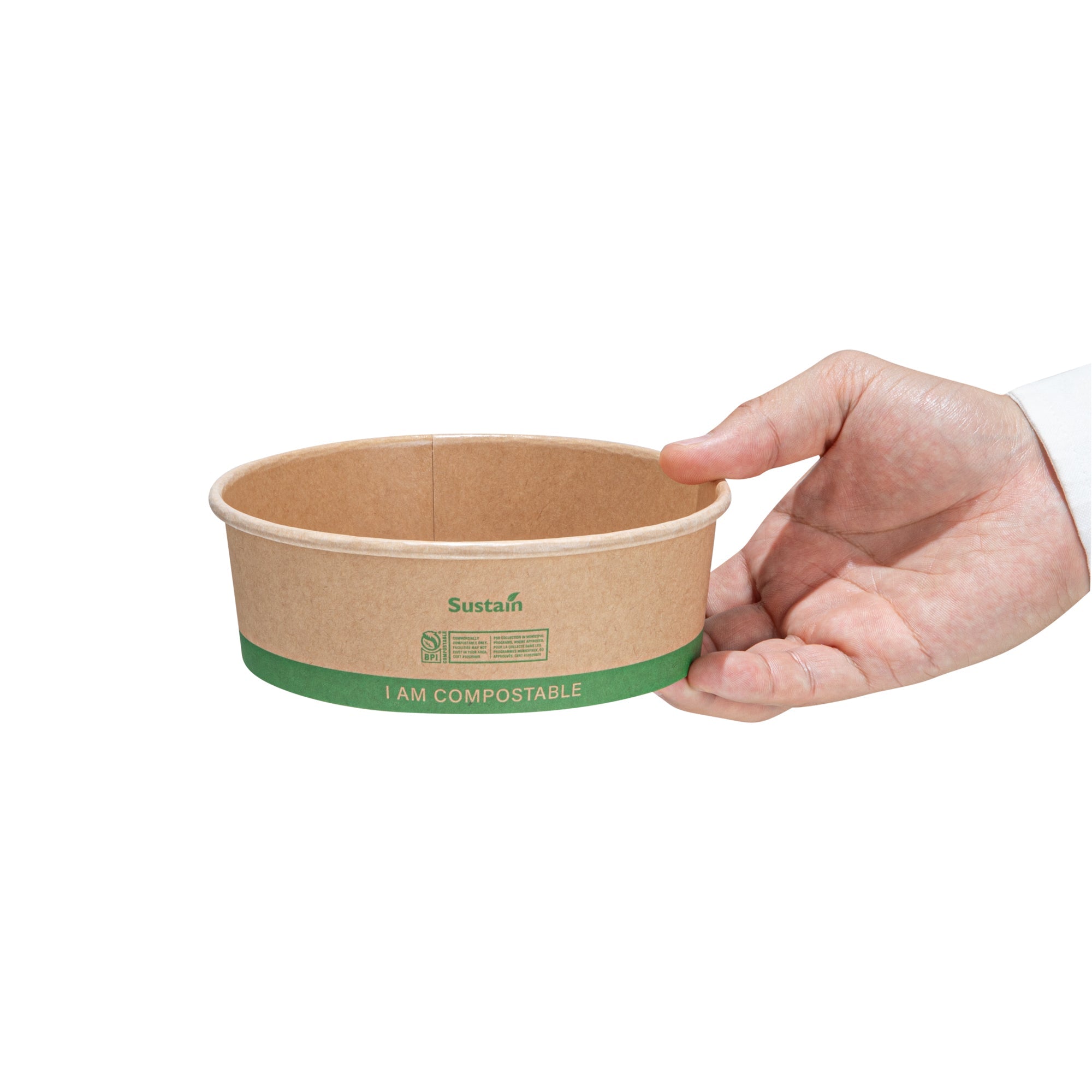 Sustain 17 oz Round Kraft Paper Take Out Container - Compostable - 5 3/4" x 5 3/4" x 2" - 50 count box