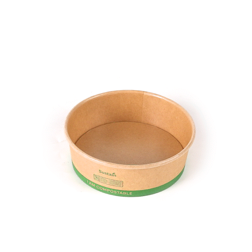 Sustain 17 oz Round Kraft Paper Take Out Container - Compostable - 5 3/4" x 5 3/4" x 2" - 50 count box