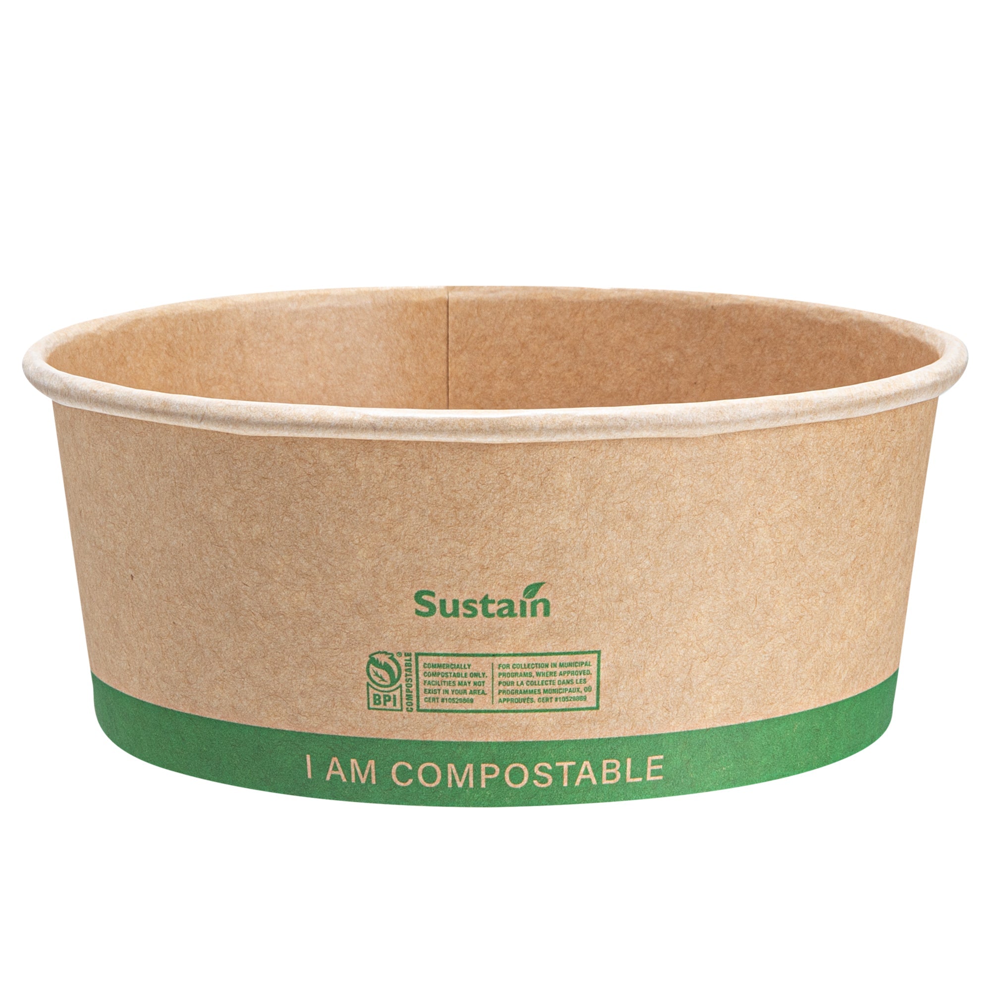 Sustain 17 oz Round Kraft Paper Take Out Container - Compostable - 5 3/4" x 5 3/4" x 2" - 200 count box