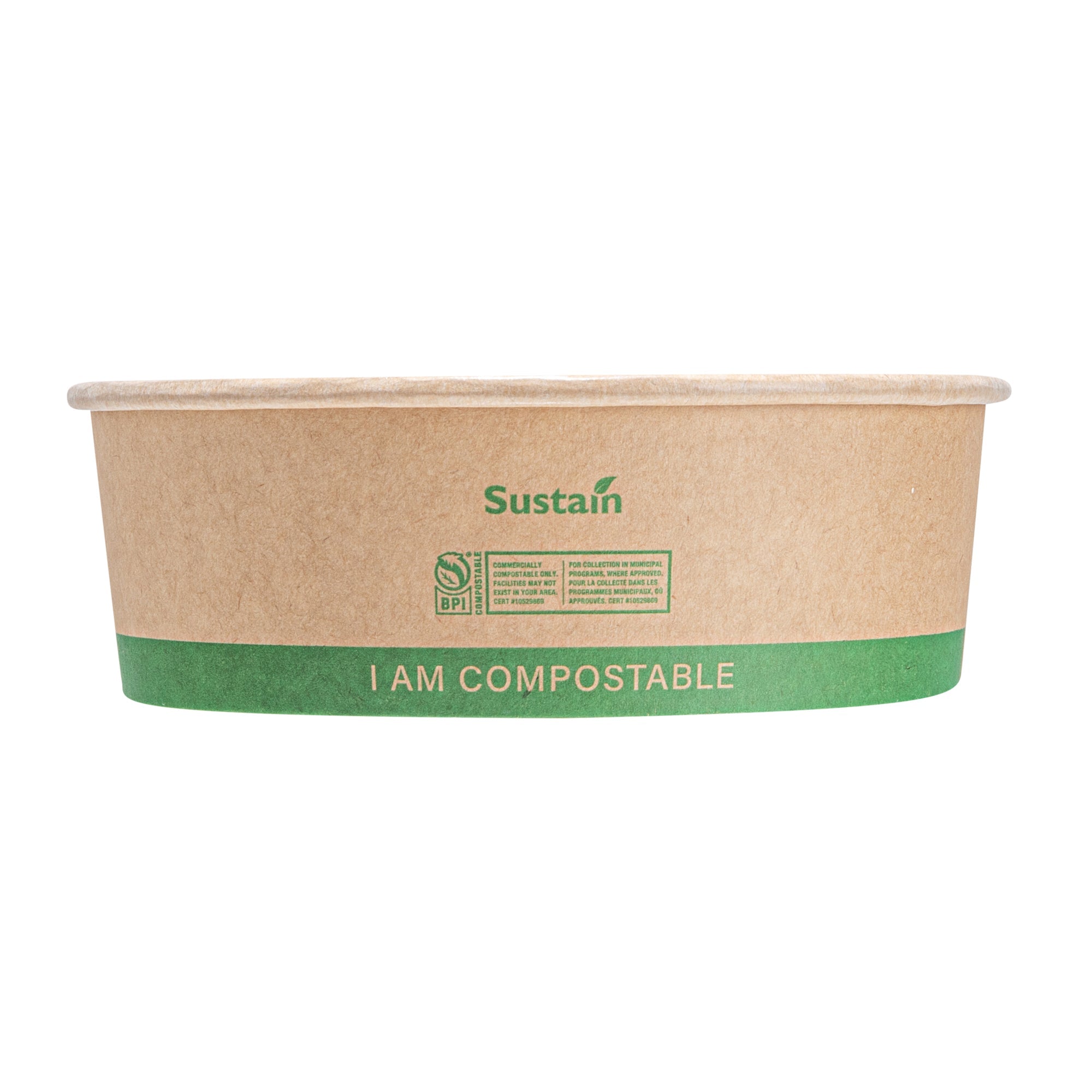 Sustain 17 oz Round Kraft Paper Take Out Container - Compostable - 5 3/4" x 5 3/4" x 2" - 200 count box