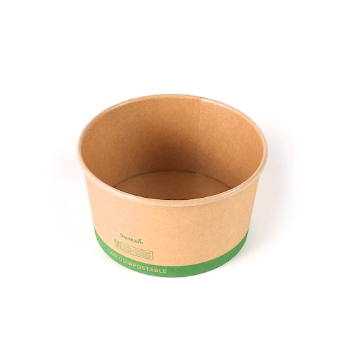 Sustain 34 oz Round Kraft Paper Take Out Container - Compostable - 5 3/4" x 5 3/4" x 3 1/4" - 200 count box