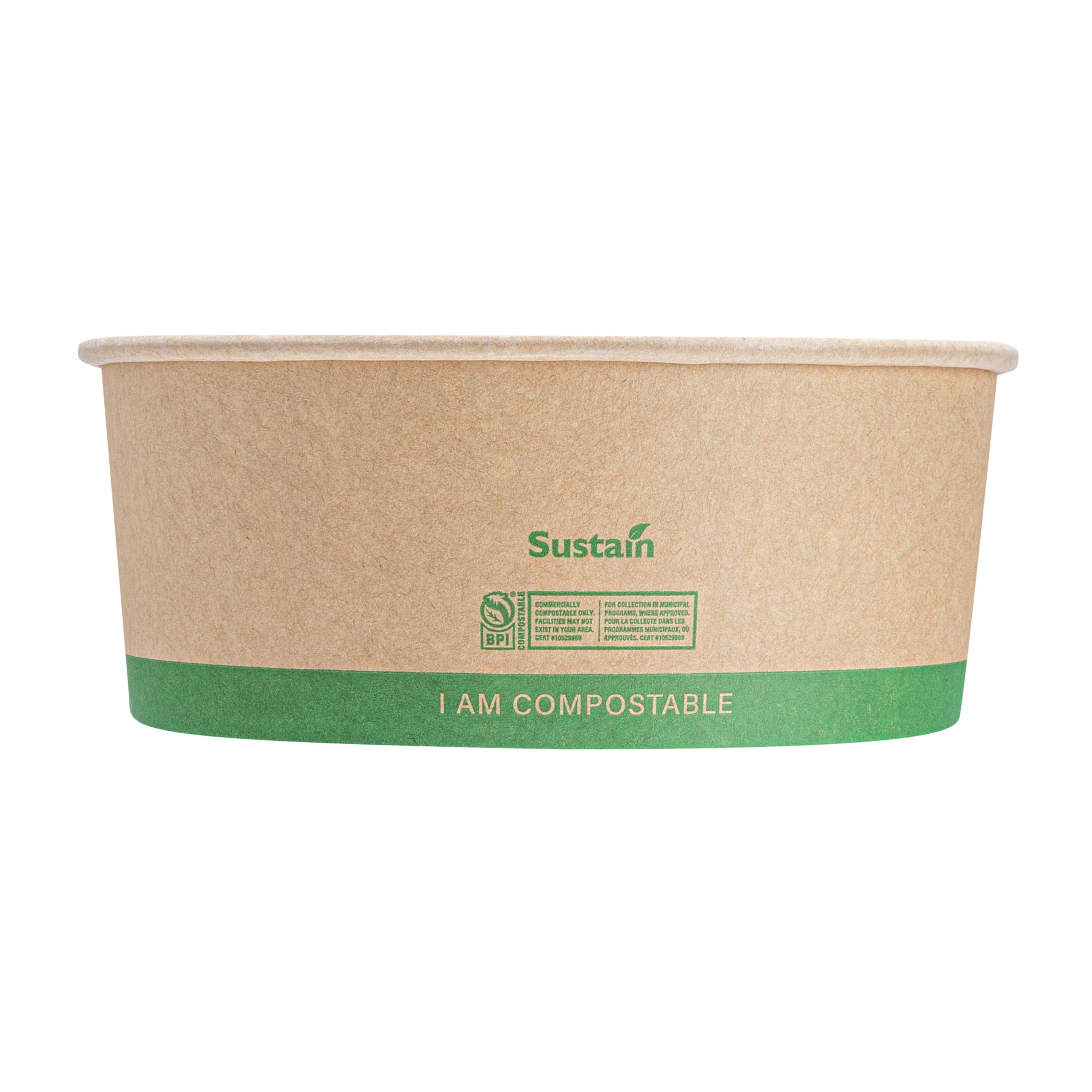 Sustain 37 oz Round Kraft Paper Take Out Container - Compostable - 6 1/2" x 6 1/2" x 2 1/2" - 200 count box
