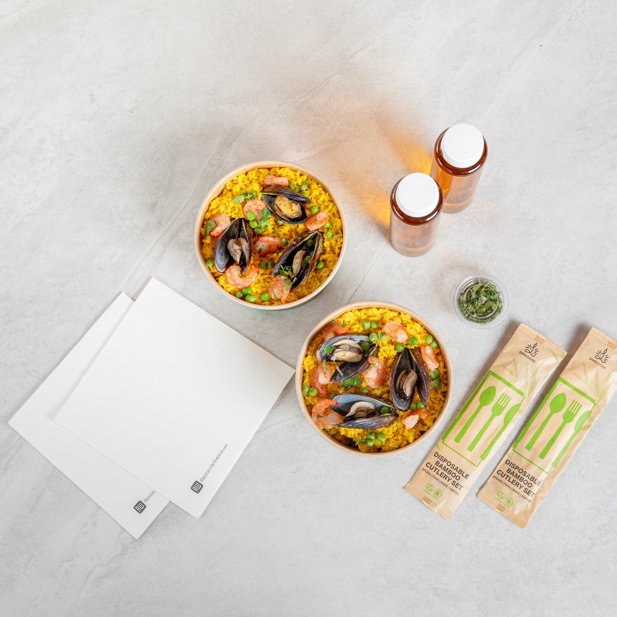 Sustain 44 oz Round Kraft Paper Take Out Container - Compostable - 6 1/2" x 6 1/2" x 3" - 50 count box