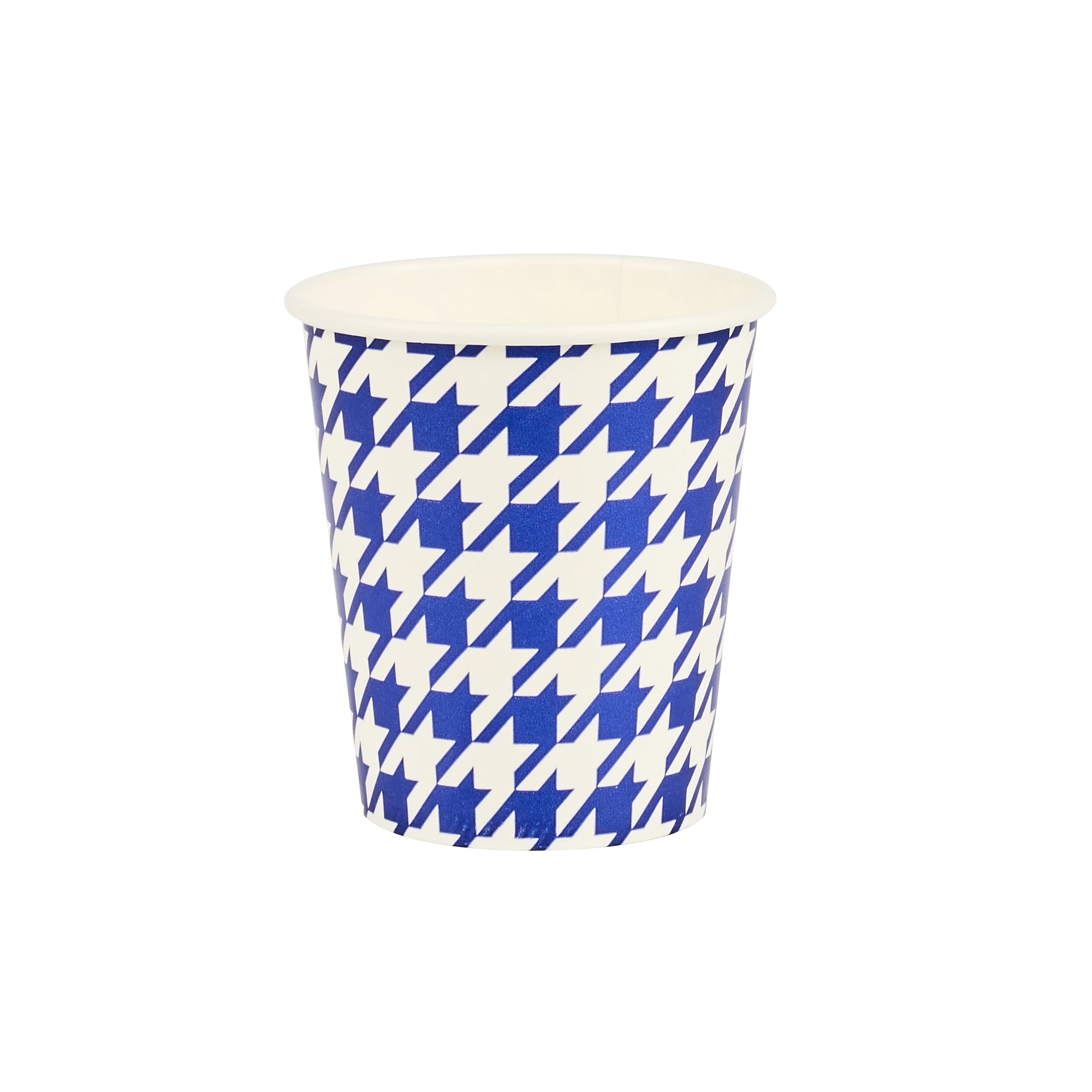 Chef 101 7 oz Round Blue Houndstooth Paper Cold Cup - 2 3/4" x 2 3/4" x 3" - 500 count box