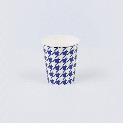 Chef 101 7 oz Round Blue Houndstooth Paper Cold Cup - 2 3/4" x 2 3/4" x 3" - 25 count box