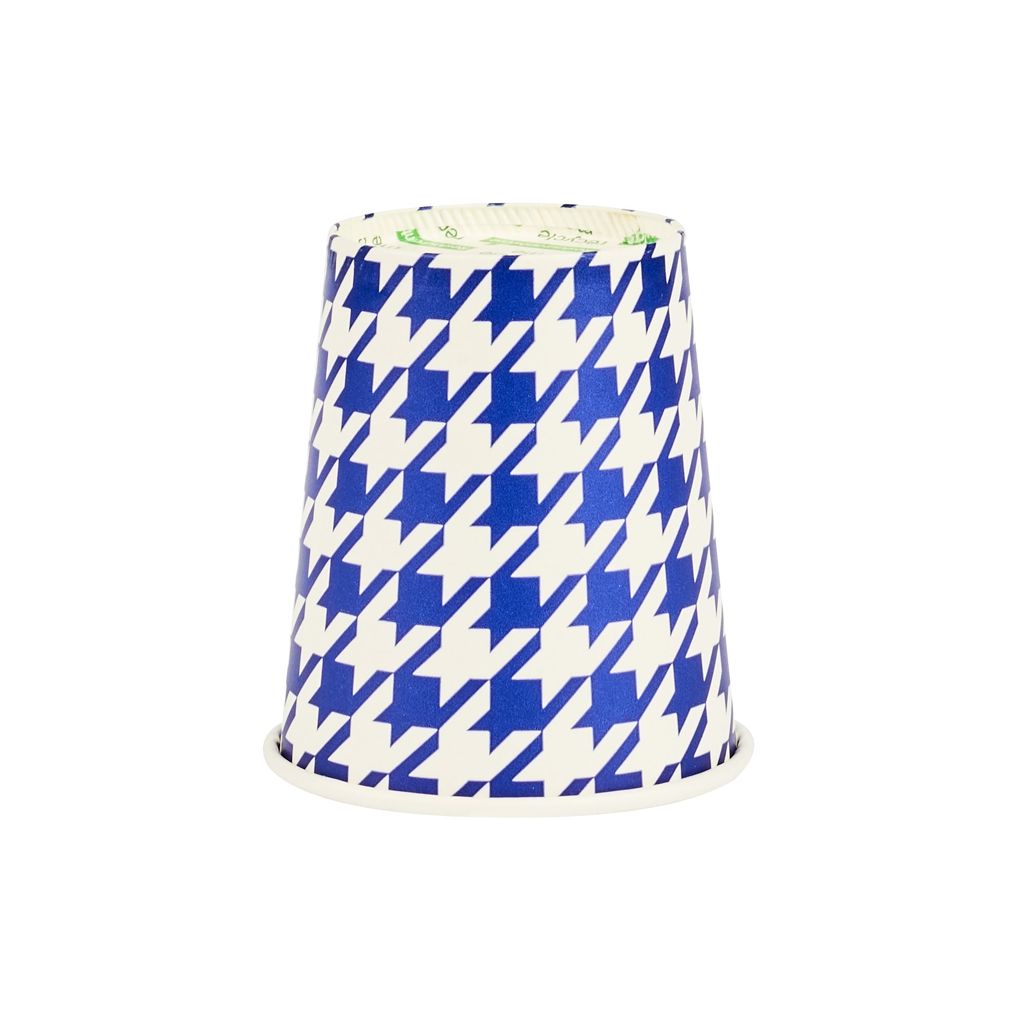 Chef 101 7 oz Round Blue Houndstooth Paper Cold Cup - 2 3/4" x 2 3/4" x 3" - 25 count box