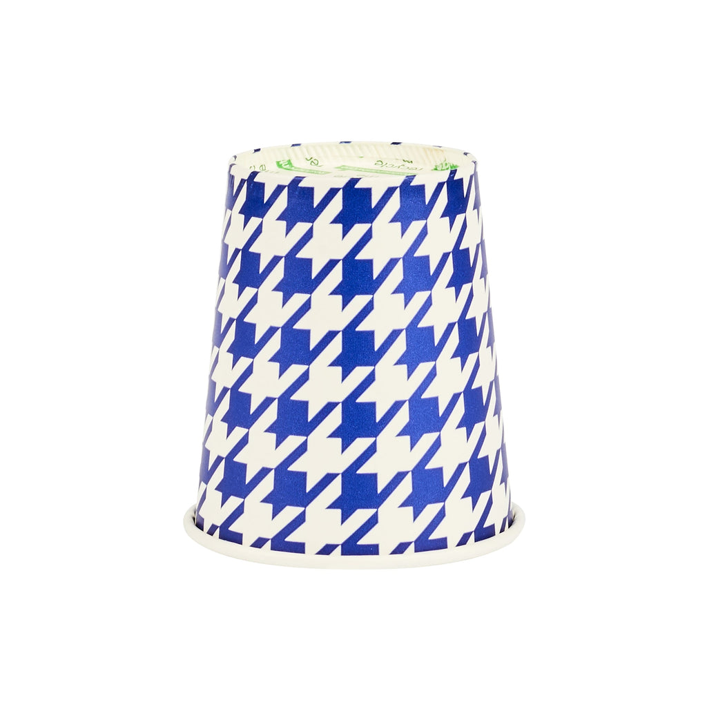 Chef 101 7 oz Round Blue Houndstooth Paper Cold Cup - 2 3/4" x 2 3/4" x 3" - 500 count box