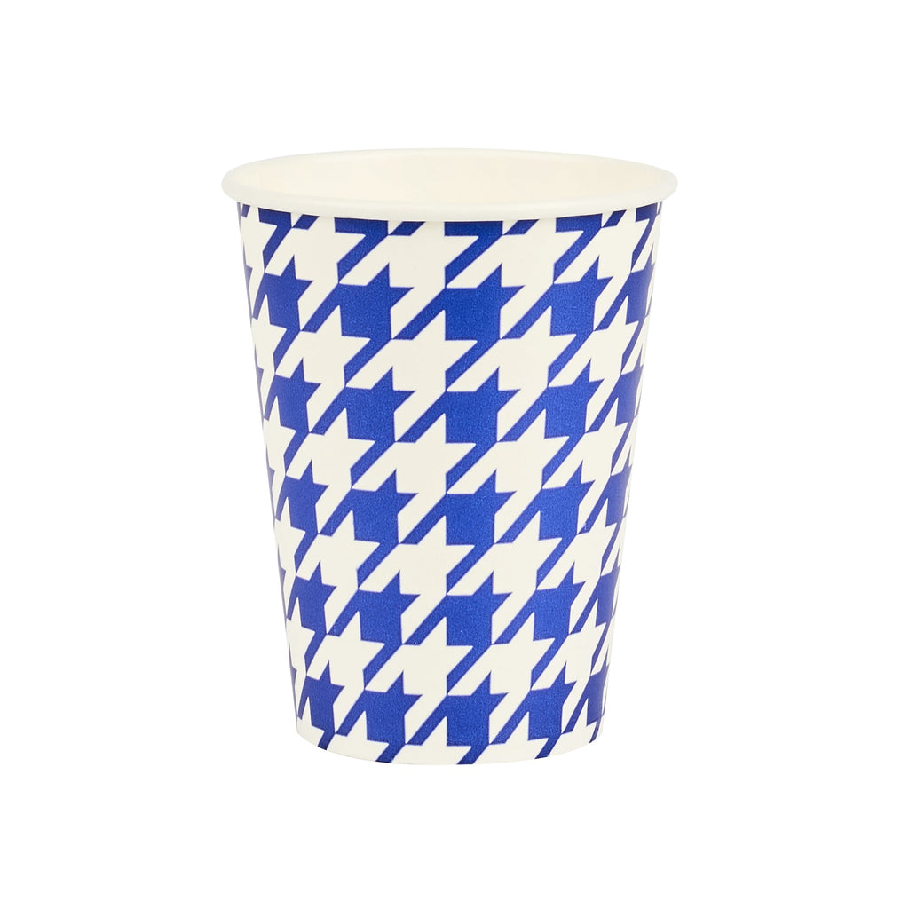Chef 101 9 oz Round Blue Houndstooth Paper Cold Cup - 3" x 3" x 3 3/4" - 500 count box