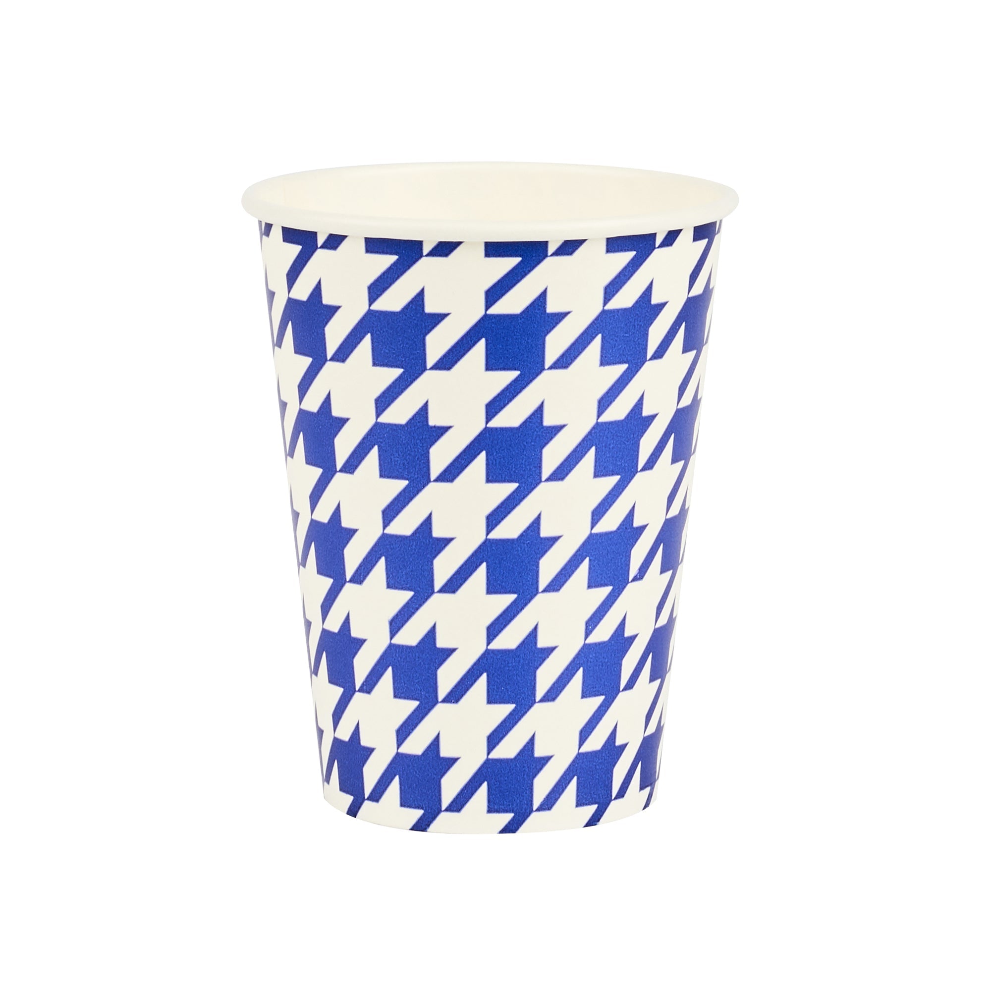 Chef 101 9 oz Round Blue Houndstooth Paper Cold Cup - 3" x 3" x 3 3/4" - 25 count box