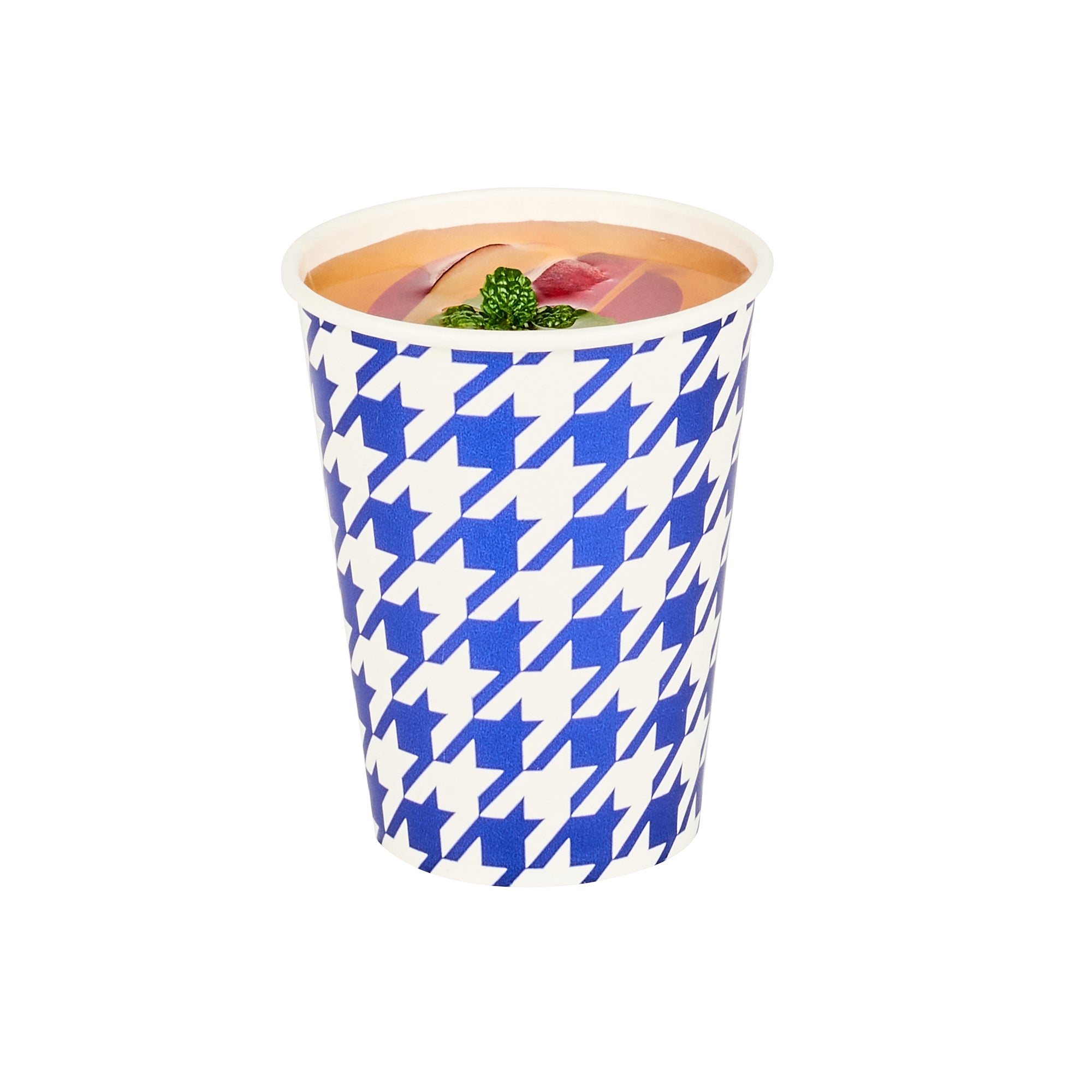 Chef 101 9 oz Round Blue Houndstooth Paper Cold Cup - 3" x 3" x 3 3/4" - 500 count box