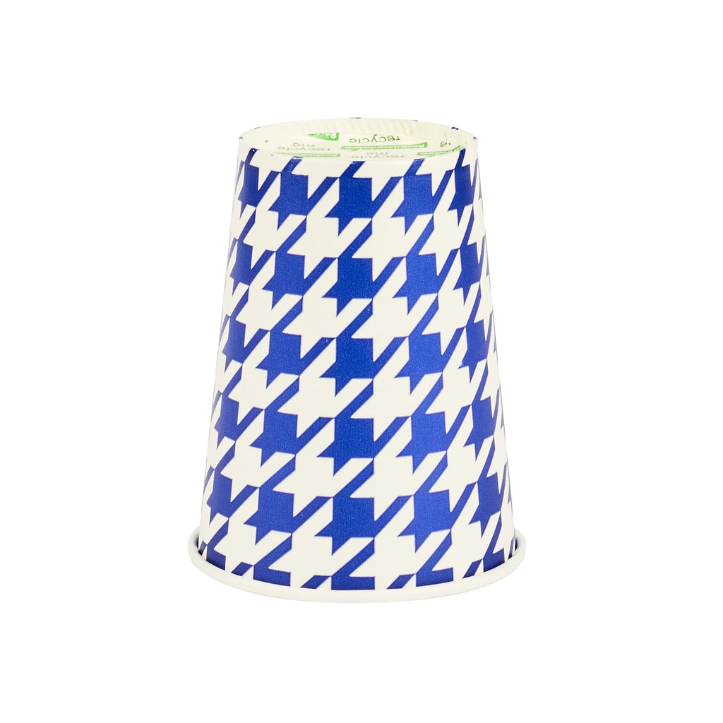 Chef 101 9 oz Round Blue Houndstooth Paper Cold Cup - 3" x 3" x 3 3/4" - 500 count box