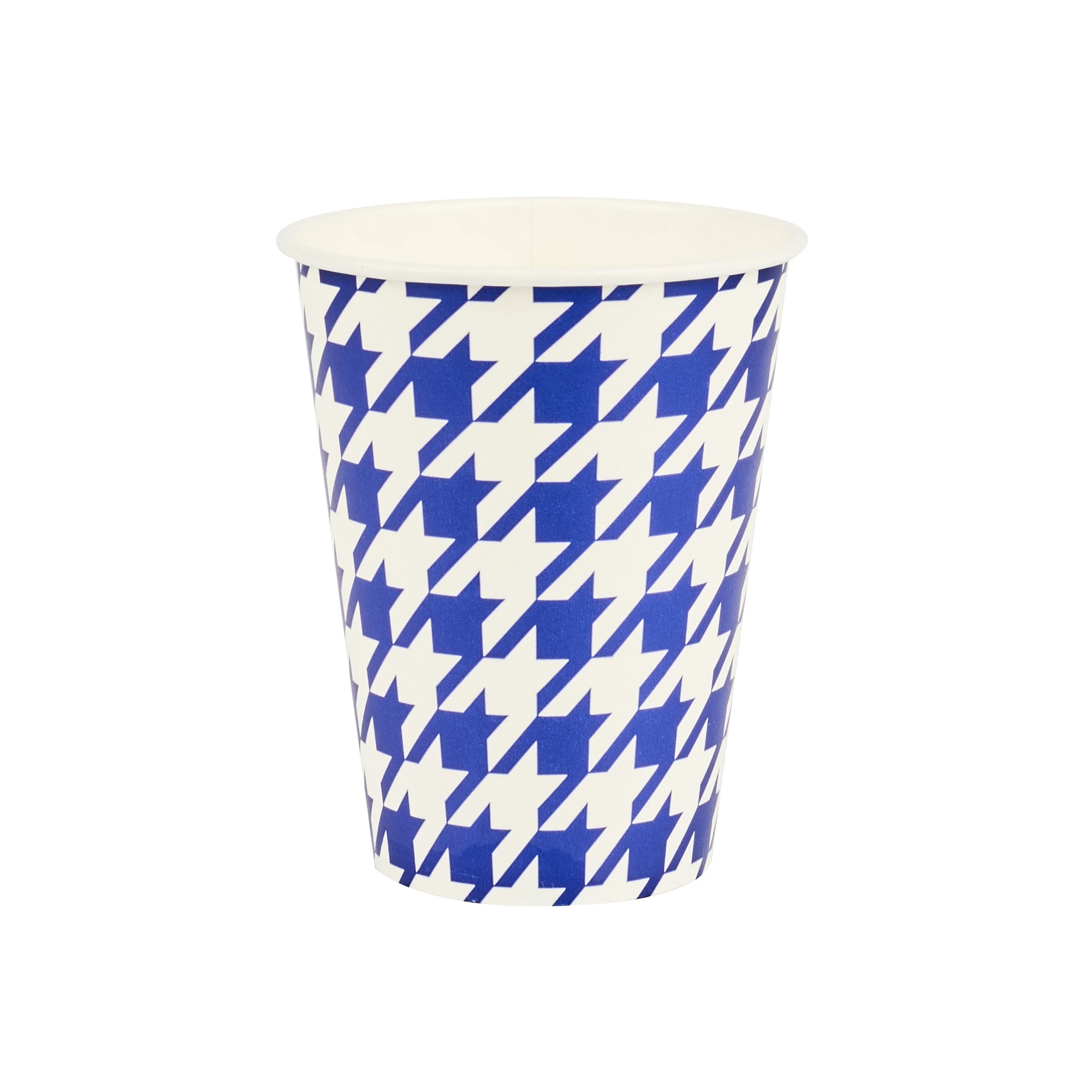 Chef 101 12 oz Round Blue Houndstooth Paper Cold Cup - 3 1/2" x 3 1/2" x 4 1/4" - 25 count box