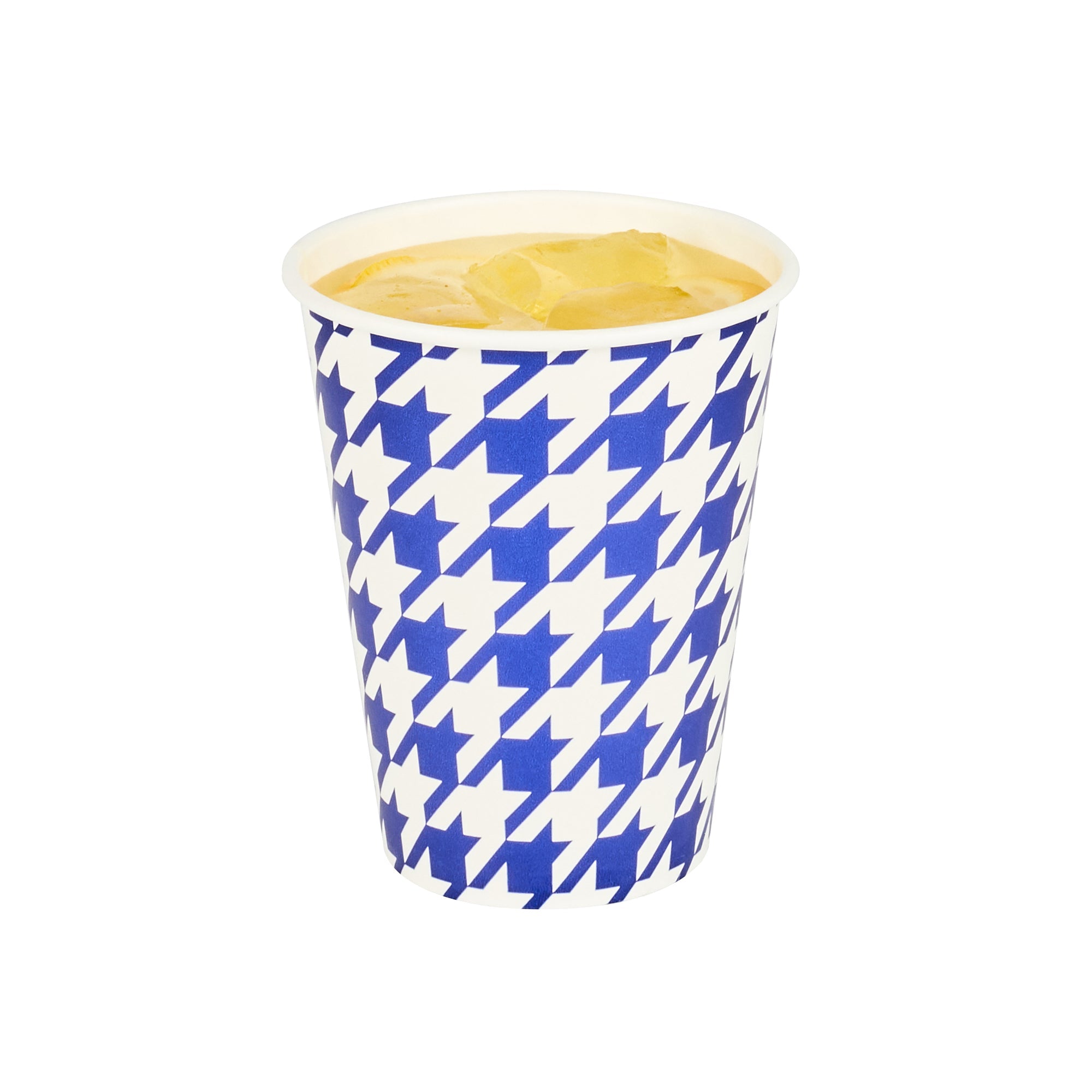 Chef 101 12 oz Round Blue Houndstooth Paper Cold Cup - 3 1/2" x 3 1/2" x 4 1/4" - 500 count box