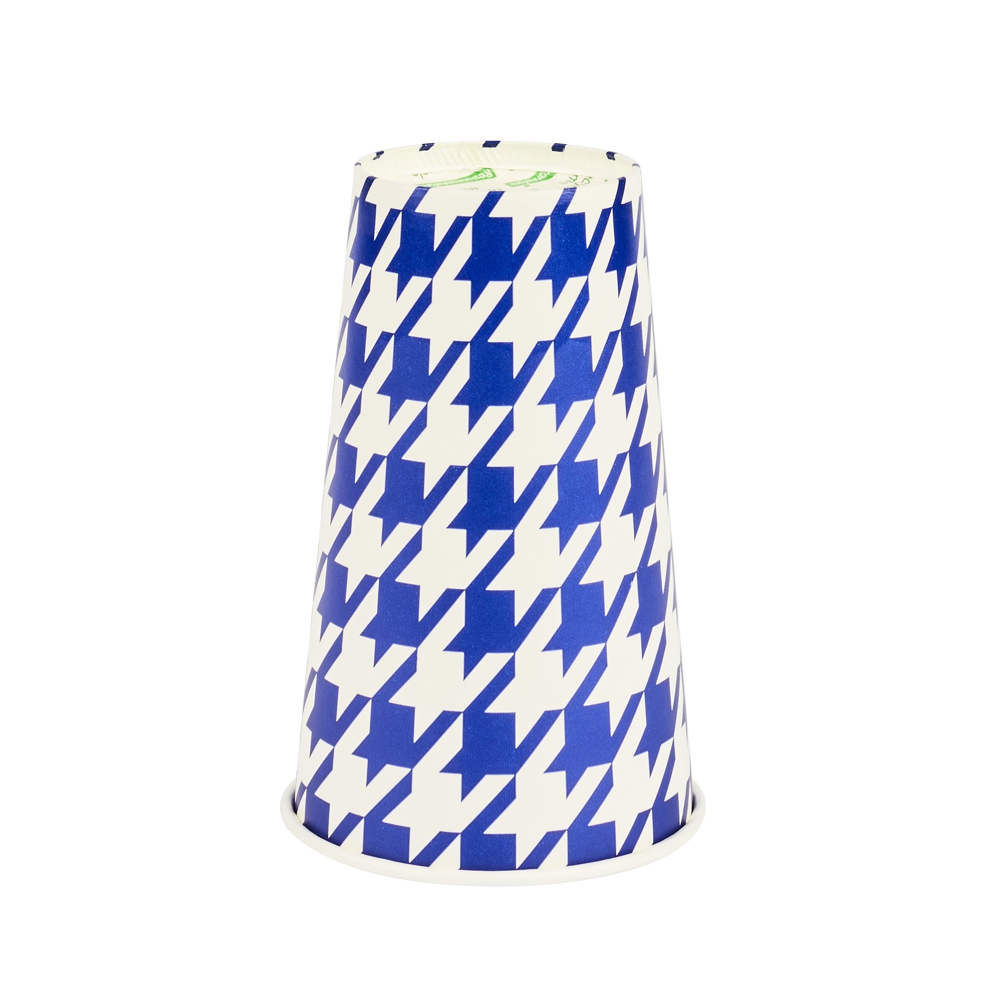 Chef 101 16 oz Round Blue Houndstooth Paper Cold Cup - 3 1/2" x 3 1/2" x 5 1/2" - 500 count box