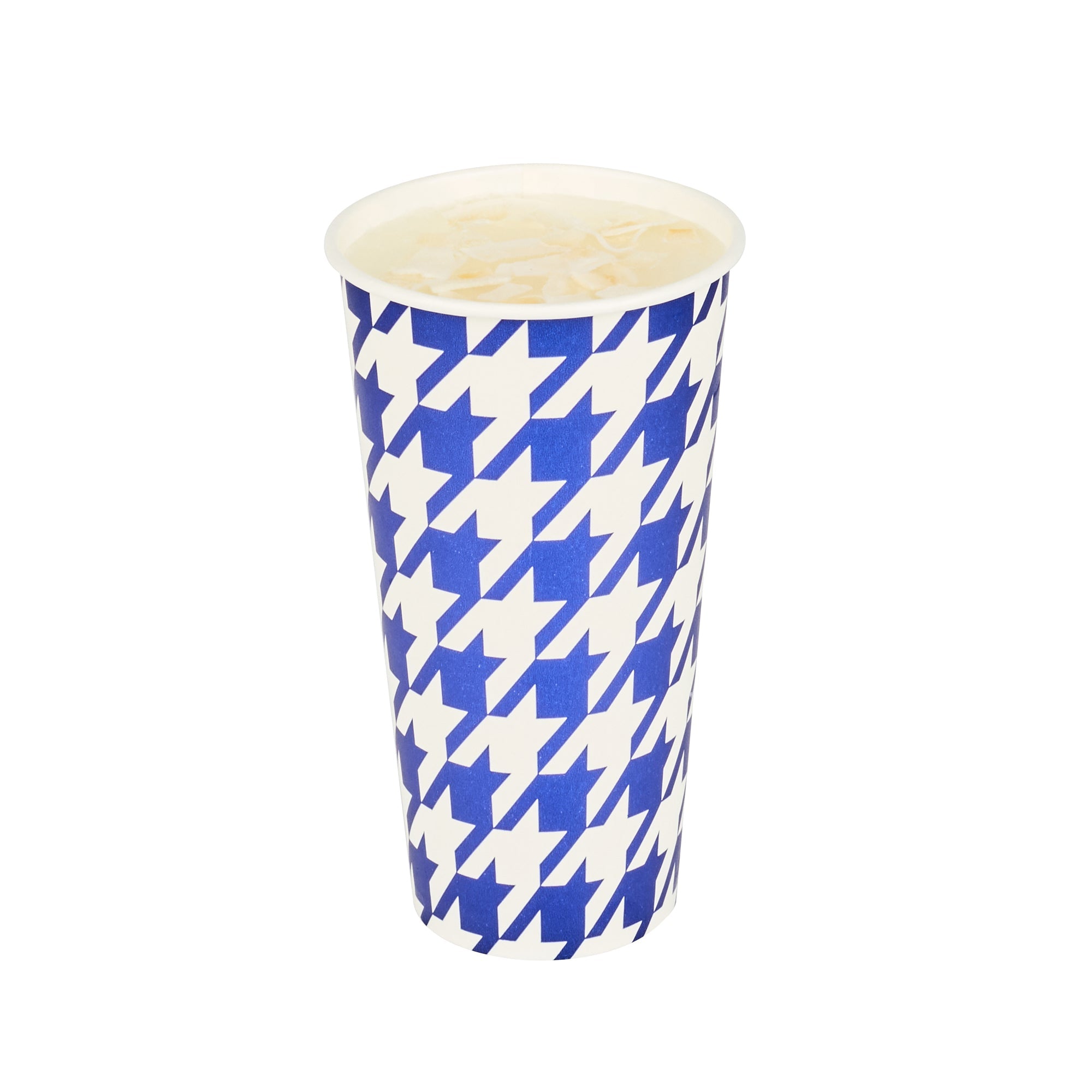 Chef 101 20 oz Round Blue Houndstooth Paper Cold Cup - 3 1/2" x 3 1/2" x 6 1/4" - 500 count box