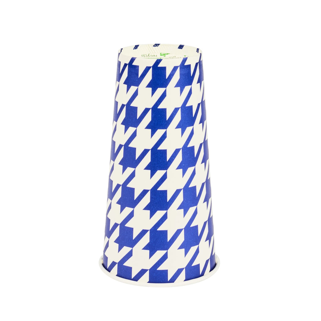 Chef 101 20 oz Round Blue Houndstooth Paper Cold Cup - 3 1/2" x 3 1/2" x 6 1/4" - 500 count box