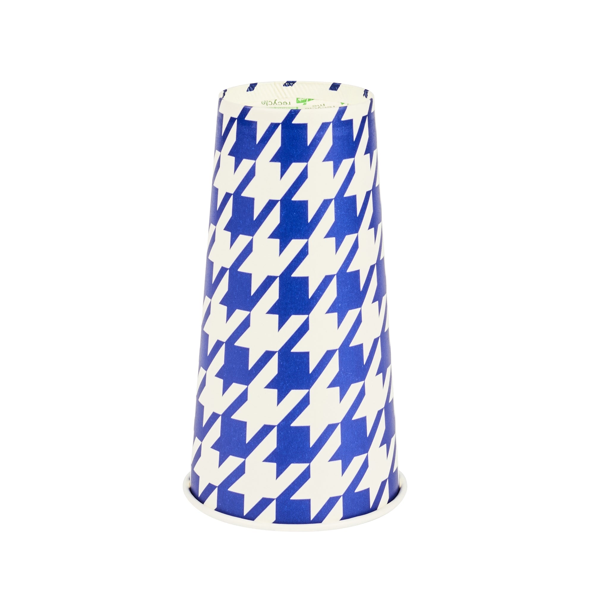 Chef 101 20 oz Round Blue Houndstooth Paper Cold Cup - 3 1/2" x 3 1/2" x 6 1/4" - 500 count box