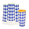 Chef 101 22 oz Round Blue Houndstooth Paper Cold Cup - 3 1/2" x 3 1/2" x 6 3/4" - 25 count box